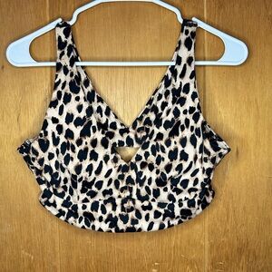 Victoria’s Secret sports bra with open back cheetah print